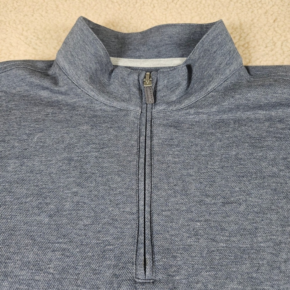 Mizzen+Main Quarter Zip Pullover Mens L Blue Heather Stretch Knit Coastal Preppy - Picture 7 of 15